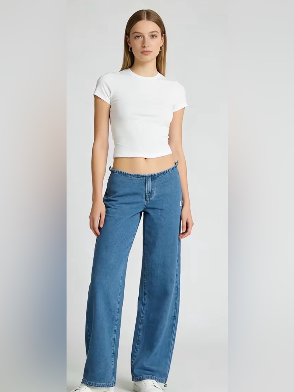 TIKTOK VIRAL JEANS: High-Waist Draw-String Wide-Leg Jeans — Blue Denim